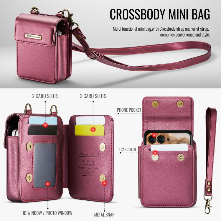 For Motorola Razr Series CaseMe Me50 Mini Lanyard Universal Bag(Wine Red)