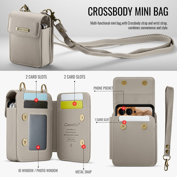 For Motorola Razr Series CaseMe Me50 Mini Lanyard Universal Bag(Khaki)