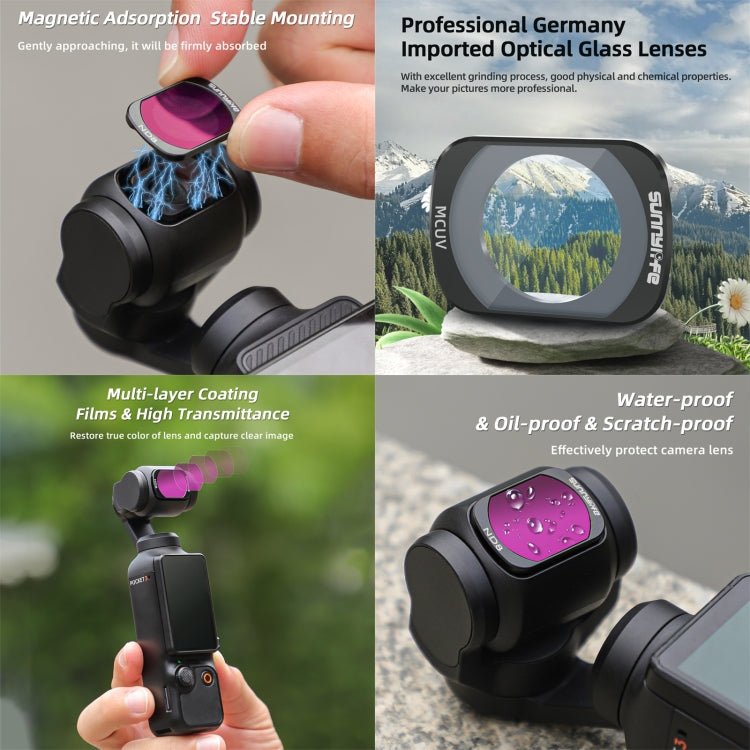 For DJI Osmo Pocket 3 Sunnylife Camera Lens Magnetic Metal Filter, No Impact On Gimbal Reset, Filter:ND8
