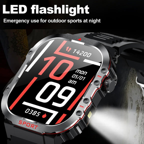 G45 2.01 inch Screen Silicone Strap 10m Water-resistant Smart Watch, Support Flashlight / Bluetooth Call / HRV(Black)