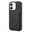 For iPhone 16 Denior D08 PU Single Card Slot Holder Phone Case(Black) - iPhone 16 Cases by Denior | Online Shopping South Africa | PMC TechLife | Buy Now Pay Later Mobicred