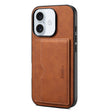 For iPhone 16 Denior D08 PU Single Card Slot Holder Phone Case(Brown) - iPhone 16 Cases by Denior | Online Shopping South Africa | PMC TechLife | Buy Now Pay Later Mobicred