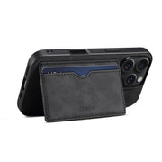 For iPhone 16 Pro Denior D08 PU Single Card Slot Holder Phone Case(Black)