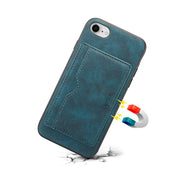 For iPhone 16e Denior D08 PU Single Card Slot Holder Phone Case(Blue)