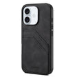 For iPhone 16 Denior D09 PU Dual Card Slot Back Cover Phone Case(Black) - iPhone 16 Cases by Denior | Online Shopping South Africa | PMC TechLife | Buy Now Pay Later Mobicred