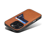 For iPhone 16 Plus Denior D09 PU Dual Card Slot Back Cover Phone Case(Brown)