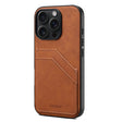 For iPhone 16 Pro Denior D09 PU Dual Card Slot Back Cover Phone Case(Brown) - free shipping - PMC TechLife - Order now!