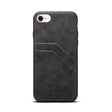 For iPhone 16e Denior D09 PU Dual Card Slot Back Cover Phone Case(Black) - iPhone 16e Cases by Denior | Online Shopping South Africa | PMC TechLife | Buy Now Pay Later Mobicred