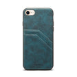 For iPhone 16e Denior D09 PU Dual Card Slot Back Cover Phone Case(Blue) - iPhone 16e Cases by Denior | Online Shopping South Africa | PMC TechLife | Buy Now Pay Later Mobicred