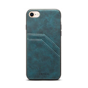 For iPhone 16e Denior D09 PU Dual Card Slot Back Cover Phone Case(Blue)