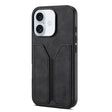 For iPhone 16 Denior D07 DV Elastic Card Slot PU Back Cover Phone Case(Black) - iPhone 16 Cases by Denior | Online Shopping South Africa | PMC TechLife | Buy Now Pay Later Mobicred