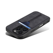 For iPhone 16 Denior D07 DV Elastic Card Slot PU Back Cover Phone Case(Black)