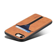 For iPhone 16e Denior D07 DV Elastic Card Slot PU Back Cover Phone Case(Brown)