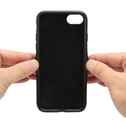 For iPhone 16e Denior D07 DV Elastic Card Slot PU Back Cover Phone Case(Blue)