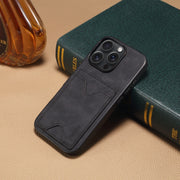 For iPhone 16 Denior D06 PU Back Cover Card Slot Holder Phone Case(Black)