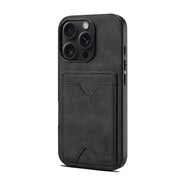 For iPhone 16 Denior D06 PU Back Cover Card Slot Holder Phone Case(Black)
