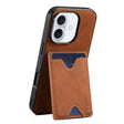 For iPhone 16 Plus Denior D06 PU Back Cover Card Slot Holder Phone Case(Brown) - iPhone 16 Plus Cases by Denior | Online Shopping South Africa | PMC TechLife | Buy Now Pay Later Mobicred
