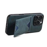 For iPhone 16 Plus Denior D06 PU Back Cover Card Slot Holder Phone Case(Blue)