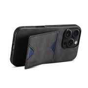 For iPhone 16 Pro Max Denior D06 PU Back Cover Card Slot Holder Phone Case(Black)