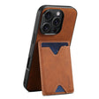 For iPhone 16 Pro Max Denior D06 PU Back Cover Card Slot Holder Phone Case(Brown) - iPhone 16 Pro Max Cases by Denior | Online Shopping South Africa | PMC TechLife | Buy Now Pay Later Mobicred