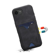 For iPhone 16e Denior D06 PU Back Cover Card Slot Holder Phone Case(Black)