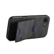For iPhone 16e Denior D06 PU Back Cover Card Slot Holder Phone Case(Black)