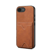 For iPhone 16e Denior D06 PU Back Cover Card Slot Holder Phone Case(Brown)