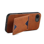For iPhone 16e Denior D06 PU Back Cover Card Slot Holder Phone Case(Brown)