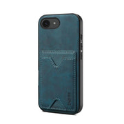 For iPhone 16e Denior D06 PU Back Cover Card Slot Holder Phone Case(Blue)