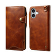 For iPhone 16 Plus Denior B01 Oil Wax Cowhide Magnetic Button Genuine Leather Case(Brown) - iPhone 16 Plus Cases by Denior | Online Shopping South Africa | PMC TechLife | Buy Now Pay Later Mobicred