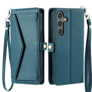 For Samsung Galaxy S25 5G Wallet Multi-card Slot Leather Phone Case with Lanyard(Green)