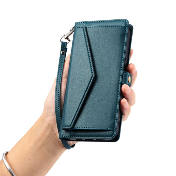 For Samsung Galaxy S25 5G Wallet Multi-card Slot Leather Phone Case with Lanyard(Green)