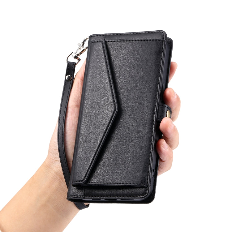 For Samsung Galaxy S25 5G Wallet Multi-card Slot Leather Phone Case with Lanyard(Black)