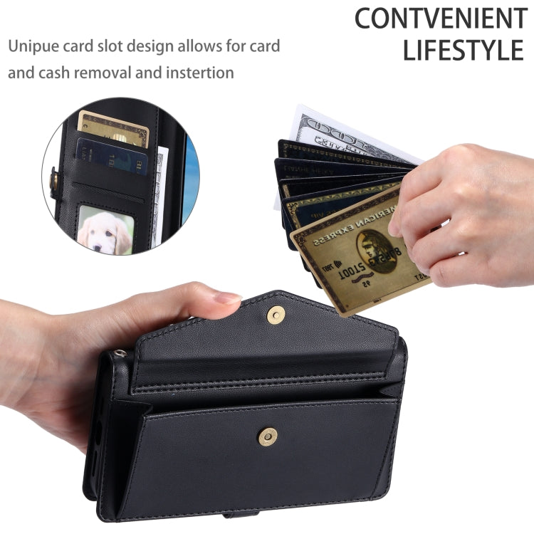 For Samsung Galaxy S25 5G Wallet Multi-card Slot Leather Phone Case with Lanyard(Black)