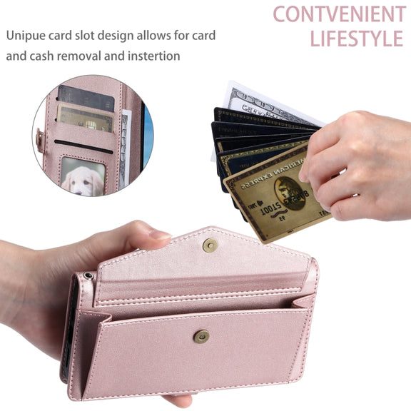 For Samsung Galaxy S25+ 5G Wallet Multi-card Slot Leather Phone Case with Lanyard(Rose Gold)