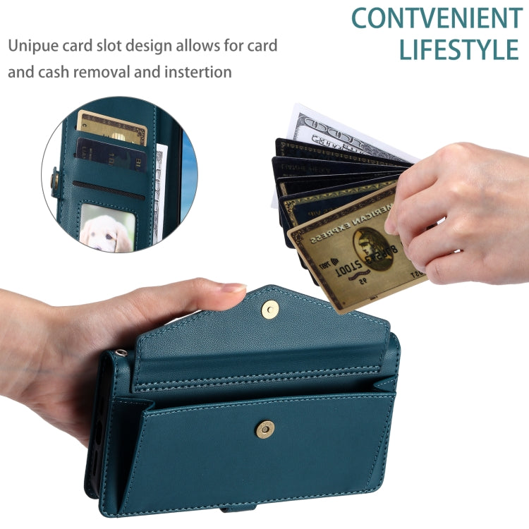 For Samsung Galaxy S25+ 5G Wallet Multi-card Slot Leather Phone Case with Lanyard(Green)