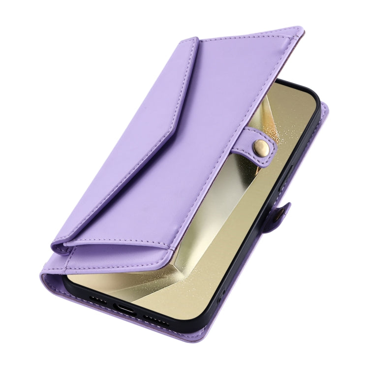 For Samsung Galaxy S25+ 5G Wallet Multi-card Slot Leather Phone Case with Lanyard(Purple)