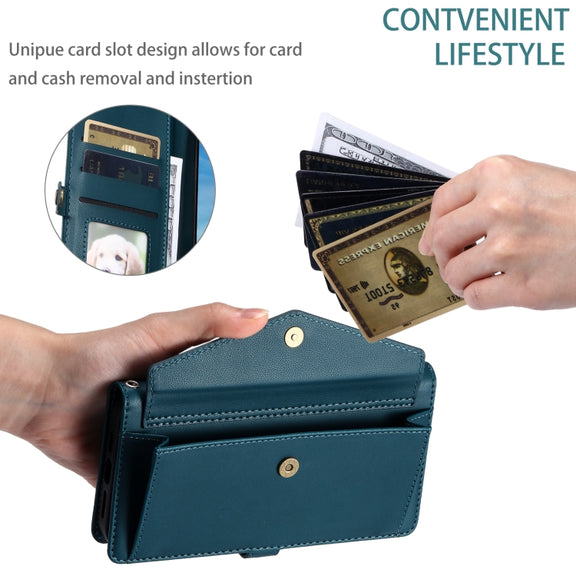 For Samsung Galaxy S25 Ultra 5G Wallet Multi-card Slot Leather Phone Case with Lanyard(Green)