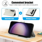 For Samsung Galaxy S25 5G Skin Feel Pure Color Card Slots Leather Phone Case with Dual Lanyard(White)