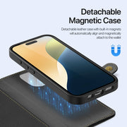 For iPhone 16 Pro DUX DUCIS Lawa Series 2 in 1 Wallet Zipper Detachable MagSafe Phone Case with Lanyard(Black)