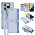 For iPhone 16 Pro DUX DUCIS Lawa Series 2 in 1 Wallet Zipper Detachable MagSafe Phone Case with Lanyard(Light Blue) - free shipping - PMC TechLife - Order now!