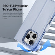 For iPhone 16 Pro DUX DUCIS Lawa Series 2 in 1 Wallet Zipper Detachable MagSafe Phone Case with Lanyard(Light Blue)
