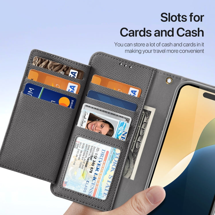 For iPhone 16 DUX DUCIS Lawa Series 2 in 1 Wallet Zipper Detachable MagSafe Phone Case with Lanyard(Grey)