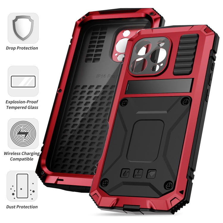 For iPhone 16 Pro Max R-JUST Life Water-resistant Dustproof Shockproof Phone Case(Red)
