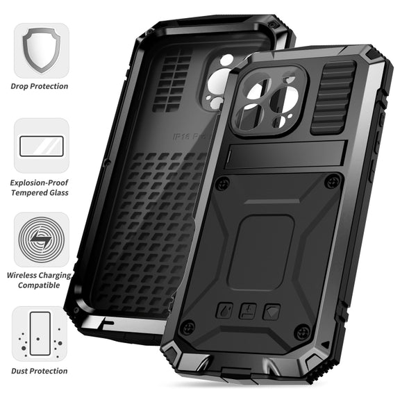 For iPhone 16 Pro R-JUST Life Water-resistant Dustproof Shockproof Phone Case(Black)