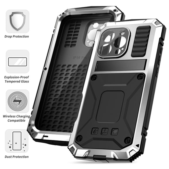 For iPhone 16 Pro R-JUST Life Water-resistant Dustproof Shockproof Phone Case(Silver)