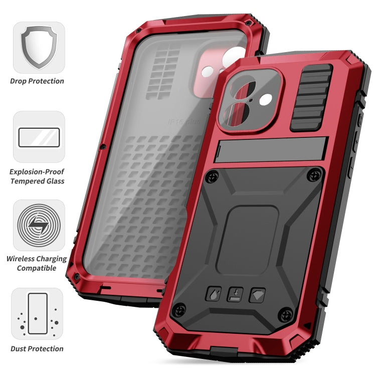 For iPhone 16 Plus R-JUST Life Water-resistant Dustproof Shockproof Phone Case(Red)