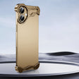For iPhone 16 Frameless Metal Corner Pad Phone Case with Lens Film(Gold) - iPhone 16 Cases by PMC TechLife | Online Shopping South Africa | PMC TechLife | Buy Now Pay Later Mobicred