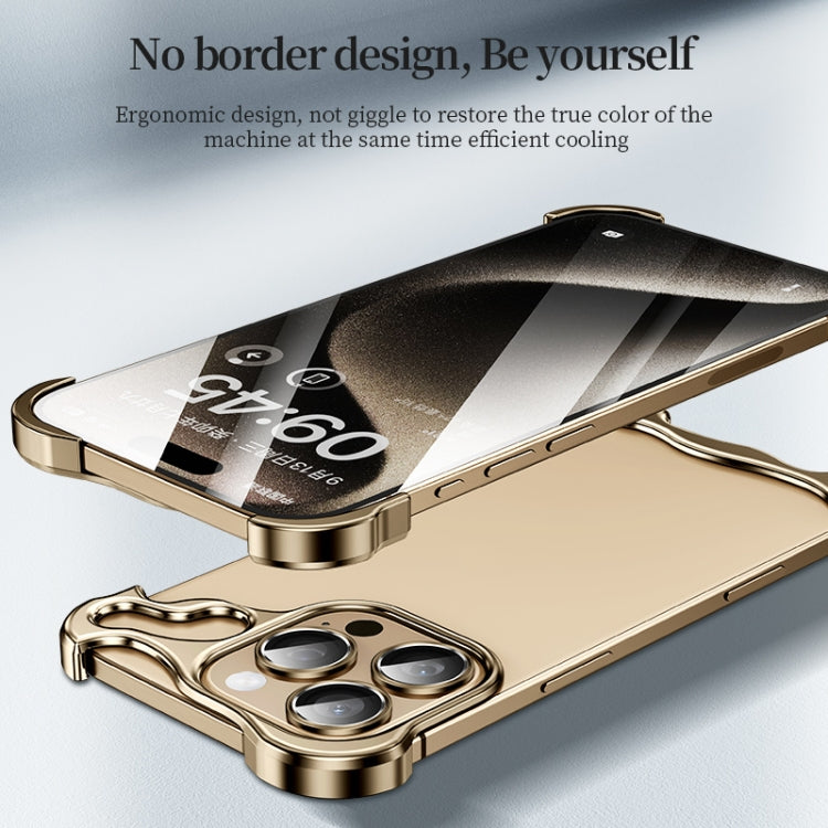 For iPhone 16 Pro Frameless Metal Corner Pad Phone Case with Lens Film(Black)