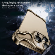 For iPhone 16 Pro Frameless Metal Corner Pad Phone Case with Lens Film(Black)